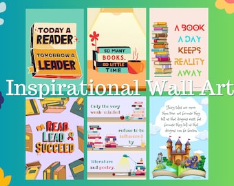 Motiverende posters leeshoek, decoratie voor thuisonderwijs (digitale download)