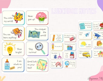 Kids Lunch Box Affirmation Notes, Positive Messages (Digital Download)