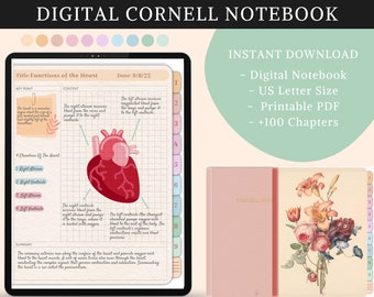Digital Cornell Notebook, Cornell Journal, Goodnotes Cornell Notes, Digital Notes, Goodnotes Template, iPad Notebook, Study Tracker