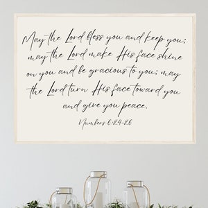 Numbers 6 24 26 Sign The Blessing Lyrics Wall Art | May The Lord Bless You And Keep You Large Scripture Sign| Aaronic Blessing Prayer Poster