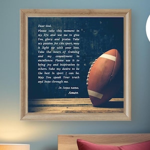 Football Prayer Athlete Poster |Christian Sports |Teen Boy Room Decor|Football Player Gift|Football Poster|Christian Teen|Athlete Motivation