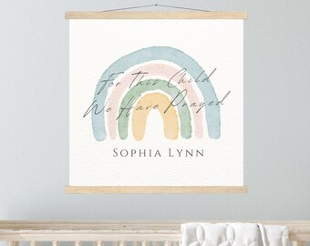 For This Child We Have Prayed Name Above Crib Boho Christian Art| Rainbow Wall Hanging| Boho Name Sign| Nursery Bible Verse|Prayers For Baby