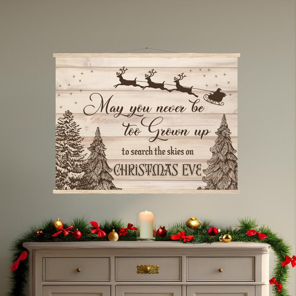 We Believe Sign Christmas Eve Sign| Vintage Santa Print Christmas Sleigh |Santa Sleigh Reindeer Sign | Santa Sign Holiday Wall Hanging