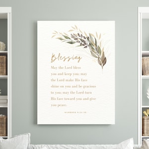 The Blessing Lyrics Wall Art| Numbers 6 24 26 Sign Scripture Canvas |Aaronic Blessing|May The Lord Bless You And Keep You Bible Verse Poster
