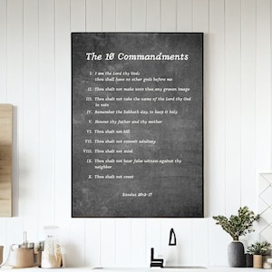 10 Commandments Poster |Exodus 20 Religious Artwork|Christianity Art Large Scripture Sign |Modern Catholic Art|Ten Commandments|Bible Poster