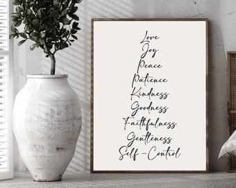 Fruits Of The Spirit Galatians 5 22 23 Christian Poster | Scripture Word Art | Holy Spirit | Bible Verse Poster | Large Farmhouse Sign