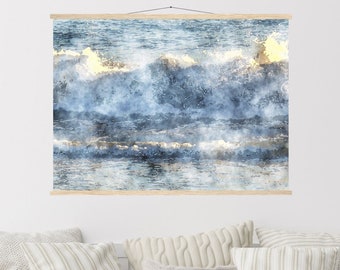 Impresión abstracta de olas del océano: Arte mural de cabaña de playa