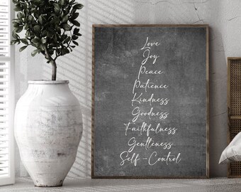 Fruits Of The Spirit Galatians 5 22 23 Christian Poster | Scripture Word Art | Holy Spirit | Bible Verse Poster | Large Farmhouse Sign