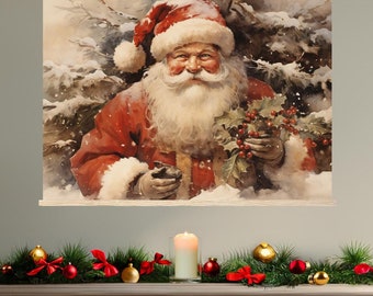 Vintage Santa Claus Print: Nostalgic Christmas Wall Art