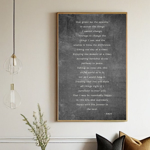 Serenity Prayer Sign Full Serenity Prayer | Alcoholics Anonymous | Reinhold Niebuhr | Prayer Poster | AA Anniversary Gift | NA Recovery Gift