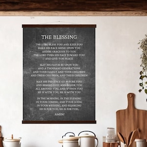 The Blessing Lyrics Wall Art | May The Lord Bless You And Keep You | Aaronic Blessing Prayer Poster | Numbers 6 24 26 Large Scripture Sign
