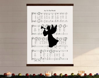 Joy To The World Christmas Carol muurkunst: bladmuziekbord met hymne