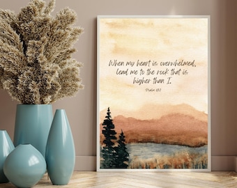 Watercolor Psalm 61:2 Bible Verse Art (Digital Download)