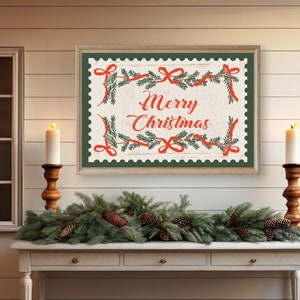 Retro Christmas Sign Large Christmas Sign |Merry Christmas Sign Holiday Wall Hanging| Retro Holiday Decor|Vintage Christmas Sign|Xmas Poster