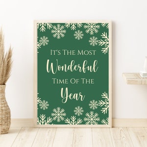 Snowflake Wall Art Snowflake Printable Large Christmas Sign |Its The Most Wonderful Time Of The Year |Holiday Wall Hanging |Christmas Mantel