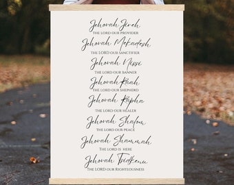 Names of God Poster | Hebrew Scripture, Christian Wall Art