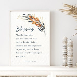 Numbers 6 24 26 Sign Bible Verse Poster May The Lord Bless You And Keep You Prayer Printable |The Blessing Lyrics Wall Art |Aaronic Blessing