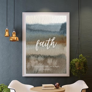 Faith Printable Walk by Faith 2 Corinthians 5:7| Christian Watercolor ...