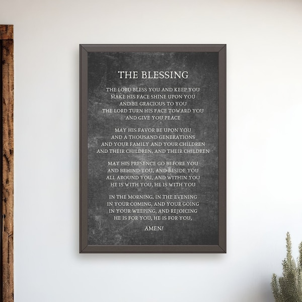 The Blessing Lyrics Wall Art | May The Lord Bless You And Keep You | Aaronic Blessing Prayer Poster | Numbers 6 24 26 Large Scripture Sign