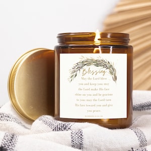 The Blessing Lyrics Scripture Candle| Prayer Candle| Blessing Song Scented Jar Candle | Numbers 6 24 26| New Home Blessing| Aaronic Blessing