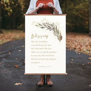 The Blessing Lyrics Wall Art| Numbers 6 24 26 Sign Prayer Printable |Aaronic Blessing|May The Lord Bless You And Keep You Bible Verse Poster