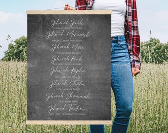 Hebrew Names of God Poster | Christian Scripture Sign