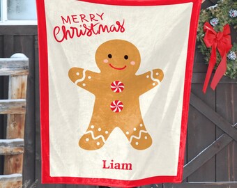 Personalized Gingerbread Christmas Blanket: Custom Kids Throw