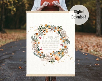 May The Lord Bless You And Keep You Scripture Sign Prayer Printable|Numbers 6 24 26 Sign|The Blessing Lyrics Wall Art|Song Lyric Worship Art