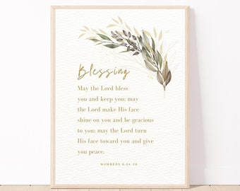The Blessing Wall Art Prayer Printable |May The Lord Bless You And Keep You Numbers 6 24 26 Sign| Aaronic Blessing Scripture Sign|Song Lyric