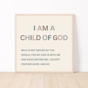 I Am A Child Of God Zeichen Bibel Vers Poster | Christliche Kindergarten Schrift Christliches Poster| Krippe Zeichen |Christliches Baby Geschenk|Katholisches Baby Geschenk
