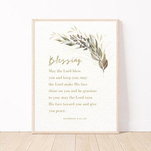 The Blessing Wall Art Prayer Printable |May The Lord Bless You And Keep You Numbers 6 24 26 Sign| Aaronic Blessing Scripture Sign|Song Lyric