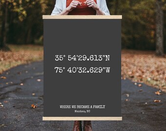 Custom GPS Coordinates Sign: The Night We Met Location Wall Art