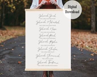 Names of God Poster: Jesus, Hebrew Scripture Sign (Digital Download)