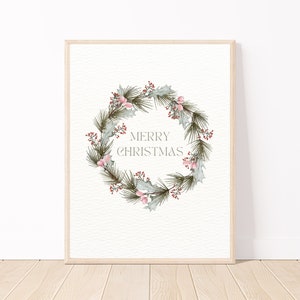 Scandi Christmas Large Christmas Sign | Holiday Wall Hanging | Merry Christmas Sign | Xmas Poster | Christmas Mantel | Nordic Christmas
