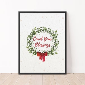 Count Your Blessings Large Christmas Sign | Blessings Sign | Holiday Wall Hanging | Merry Christmas Sign | Xmas Poster | Christmas Mantel