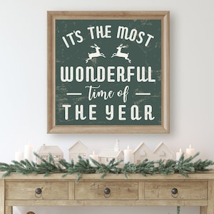 Its The Most Wonderful Time Of The Year Sign |Christmas Mantel Decor|Simple Holiday Decor Large Christmas Sign|Seasonal Decor Christmas Sign