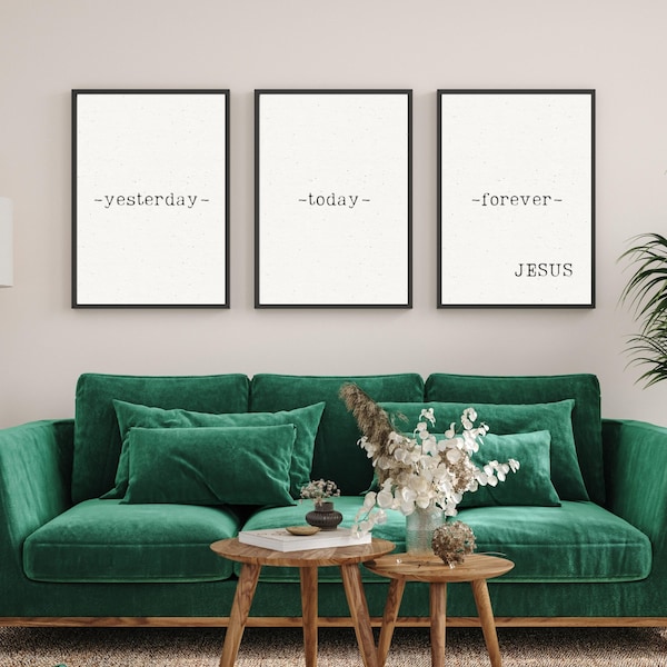 Jesus Printable 3 Piece Wall Art Jesus Printable Typographic Poster|Christian Word Art|Minimal Scripture Sign|Simple Artwork|Above Couch Art