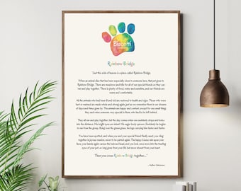 Rainbow Bridge Poem Print: Custom Pet Memorial Gift