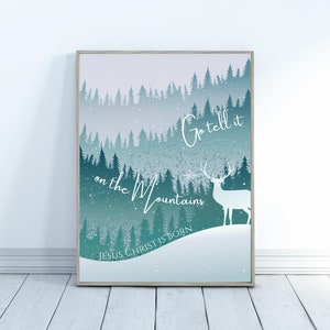 Nordic Christmas Large Christmas Sign|Christmas Carol Holiday Wall Hanging|Christian Holiday Mantel Decor|Nordic Style Winter Deer|Fair Isle