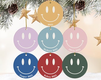 Smiley Face Ornament | Gen Z Teenager Ornament | Smiley Face Gift | Kids Name Ornament | Teen Ornament | Tween Ornament|Custom Xmas Ornament