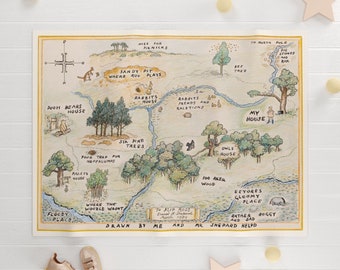 100 Acre Woods Map Velveteen Blanket| Whinnie The Pooh|Toddler Nap Blanket|Winnie the Pooh Baby|Winnie Pooh Decor|Baby Pooh|Security Blanket
