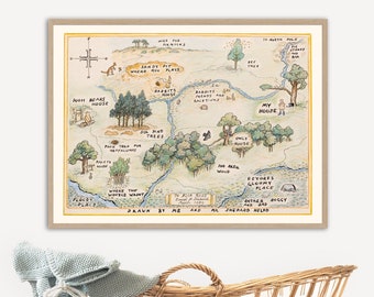 100 Acre Wood Map Print: Classic Winnie the Pooh Nursery Art