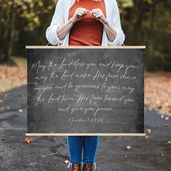 Numbers 6 24 26 Sign The Blessing Lyrics Wall Art | May The Lord Bless You And Keep You Large Scripture Sign| Aaronic Blessing Prayer Poster
