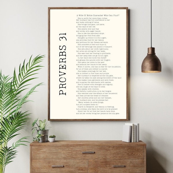 Proverbs 31 Women Faith Printable|Proverbs Wall Art |Mom Gift From Kids|Bible Verse Poster|Scripture Sign|Christian Farmhouse|Proverbs 31 10