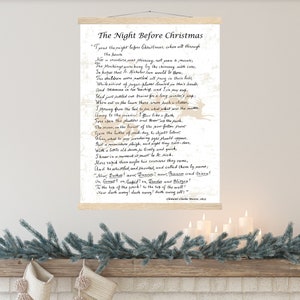 クリスマスの前の夜だった詩 大きなクリスマス サイン | クリスマス イブ | ノスタルジックなクリスマス | クリスマス マントル デコレーション | ビンテージ サンタ プリント