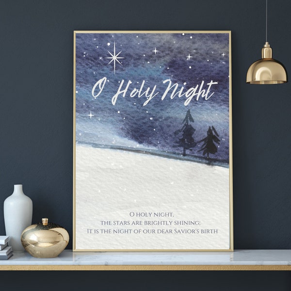 O Holy Night Sign Starry Night Poster Star of Bethlehem Winter Landscape|Large Christmas Sign|Christian Holiday|Christmas Carol|Nativity Art