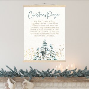Christmas Prayer Poster Large Christmas Sign | Holiday Wall Hanging |Xmas Poster|Snowy Trees Art Christmas Banner|Nordic Christmas Scripture