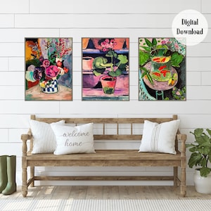 Matisse 3 Piece Wall Art Prints: Goldfish, Flowers (Digital Download)