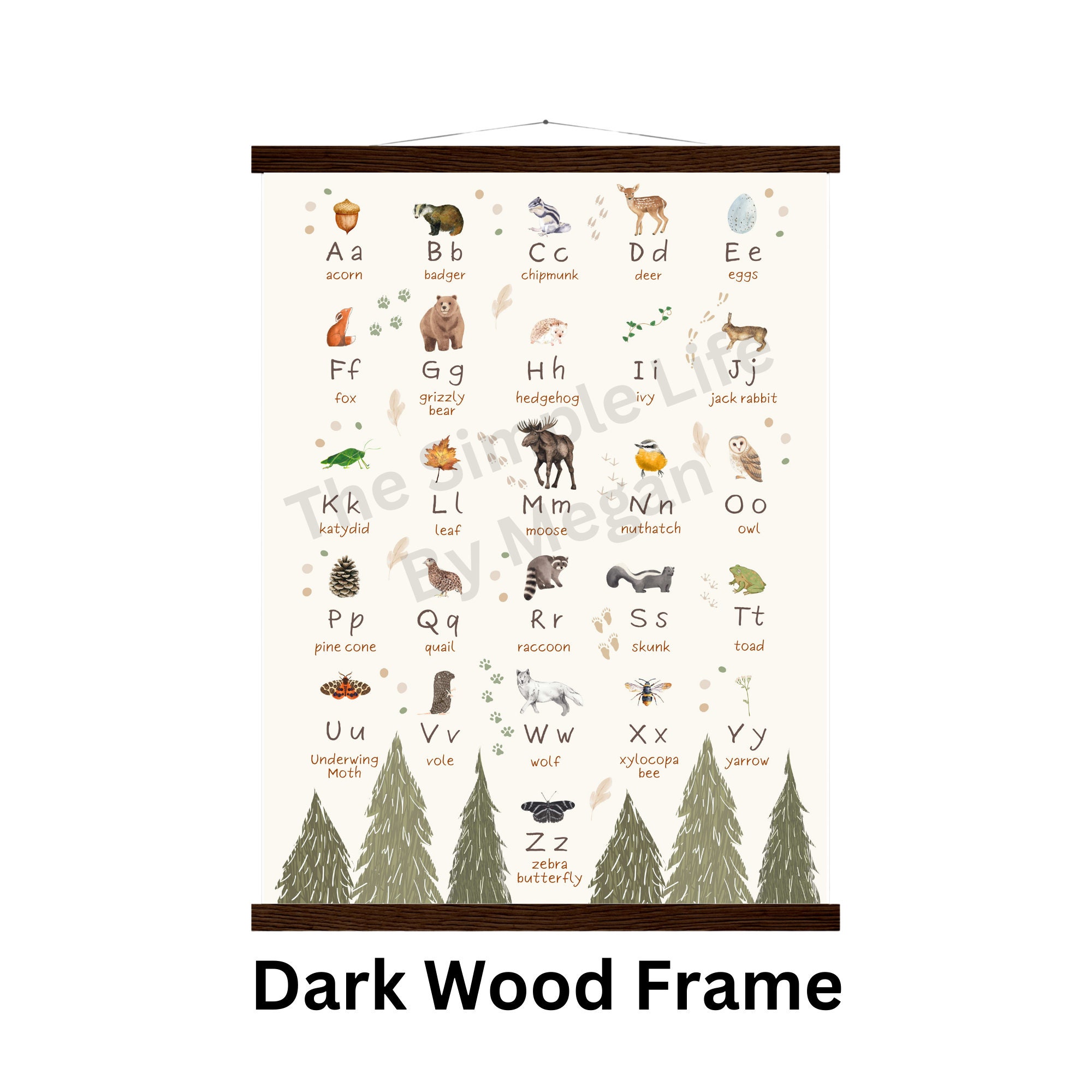 Woodland Animal Alphabet Poster: Educational Nursery Wall Art - Etsy