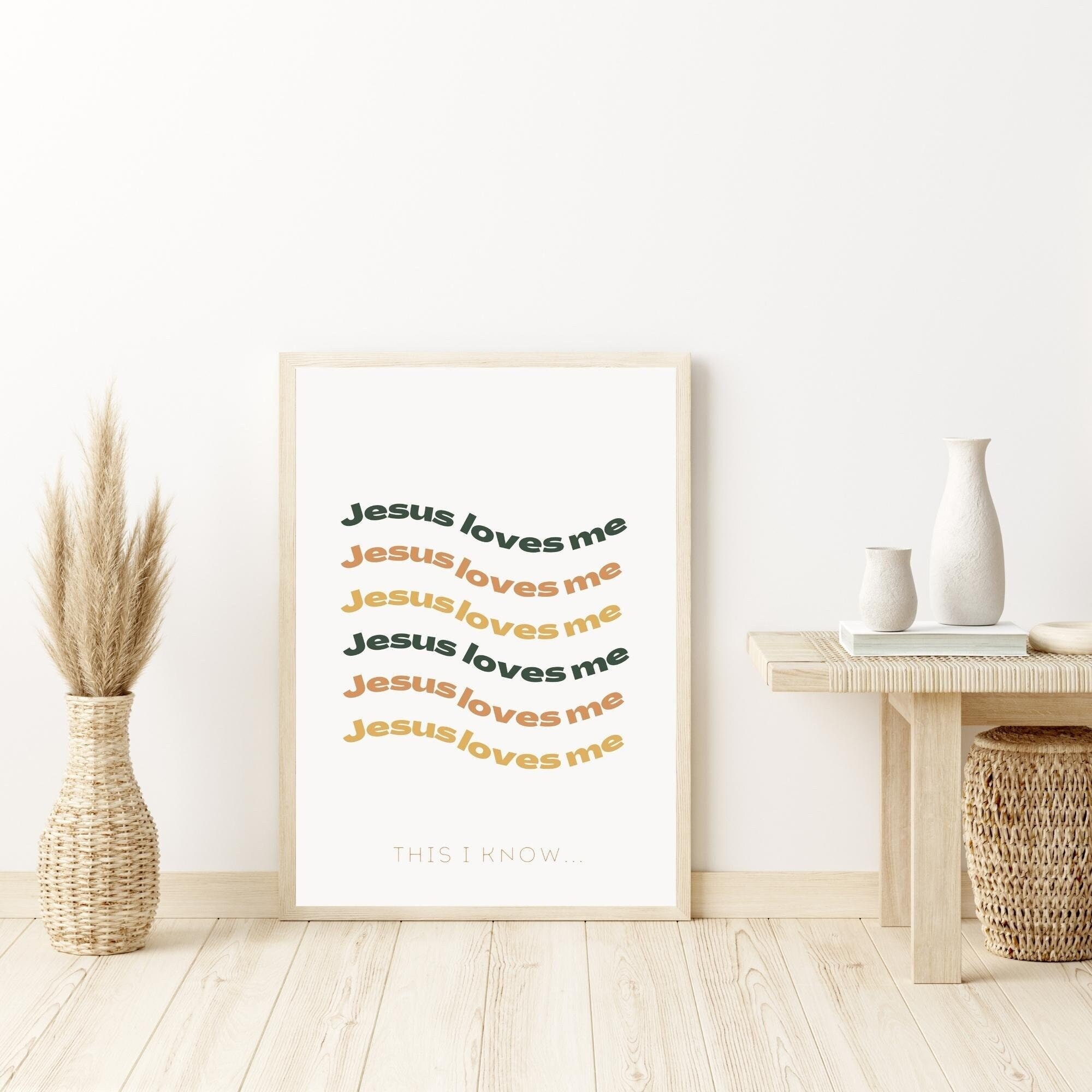 Jesus Loves Me Jesus Printable Christian Word Art simple - Etsy